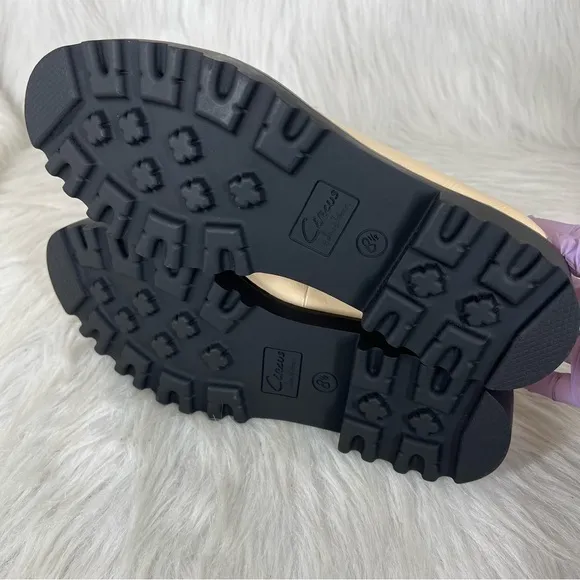 Circus NY Sam Edelman Deana Lug Sole Loafers Modern Ivory Patent Size 8.5M
