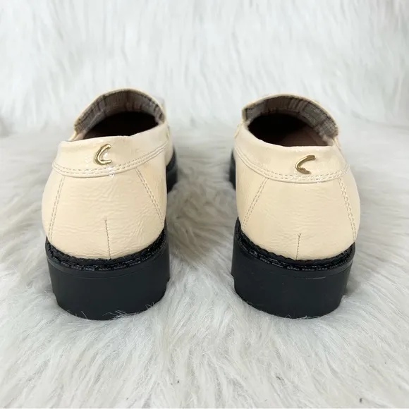 Circus NY Sam Edelman Deana Lug Sole Loafers Modern Ivory Patent Size 8.5M