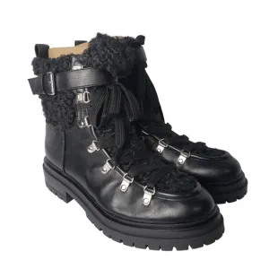 Circus Sam‎ Edelman Combat Boots Womens 7 Black Faux Leather Shearling Gretchen