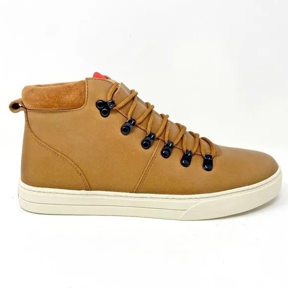 Clae Grant Grizzle Leather Brown Mens Mid Premium Mid Casual Sneakers