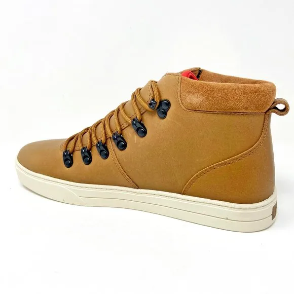 Clae Grant Grizzle Leather Brown Mens Mid Premium Mid Casual Sneakers