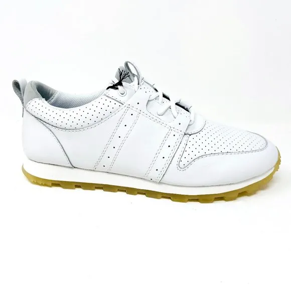 Clae Mills White Tumbled Leather Mens Casual Sneakers