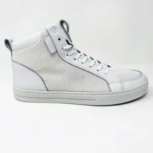 Clae Russell 07 White Tumbled Leather Mesh Mens Casual Sneakers