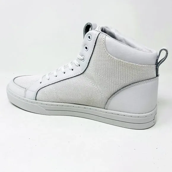Clae Russell 07 White Tumbled Leather Mesh Mens Casual Sneakers