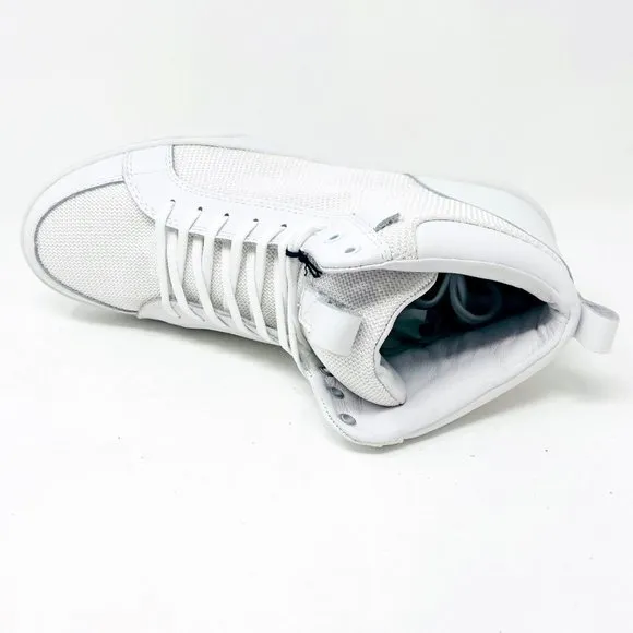 Clae Russell 07 White Tumbled Leather Mesh Mens Casual Sneakers