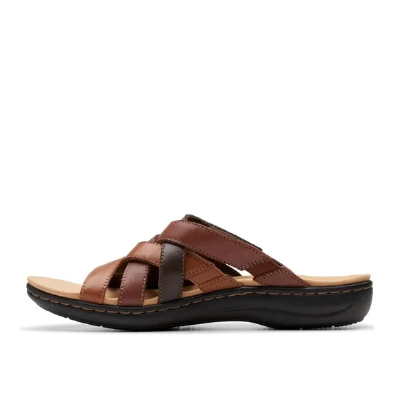 Clarks Collection Laurieann Bali Adjustable Leather Sandals Brown Combi 6M