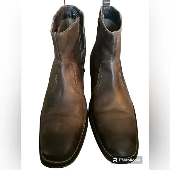 Clarks men’s size 9M brown square toe leather ankle boots