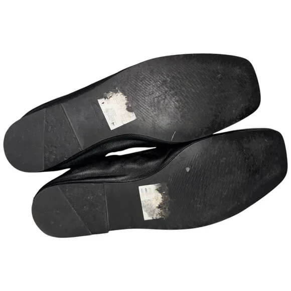 CLARKS Pure Ballet Square Toe Leather Ballerina Flats 8 Solid Black Ballet Flat