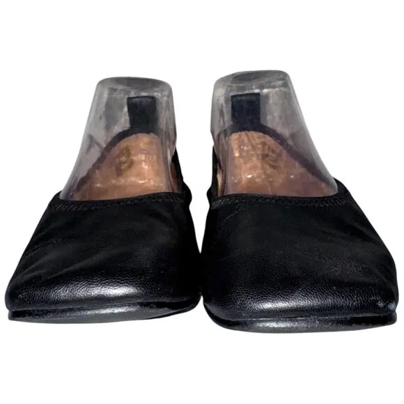 CLARKS Pure Ballet Square Toe Leather Ballerina Flats 8 Solid Black Ballet Flat