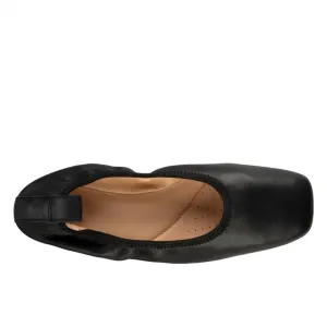 CLARKS Pure Ballet Square Toe Leather Ballerina Flats 8 Solid Black Ballet Flat