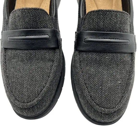 Clarks Westlynn Bay NEW Womens 8.5M Black Tweed Loafer Comfort Slip On Office