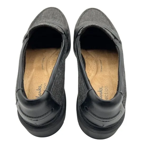 Clarks Westlynn Bay NEW Womens 8.5M Black Tweed Loafer Comfort Slip On Office