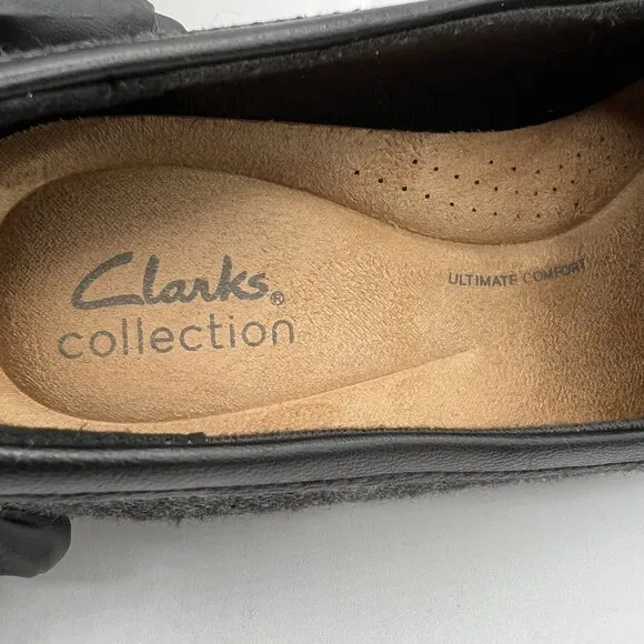 Clarks Westlynn Bay NEW Womens 8.5M Black Tweed Loafer Comfort Slip On Office