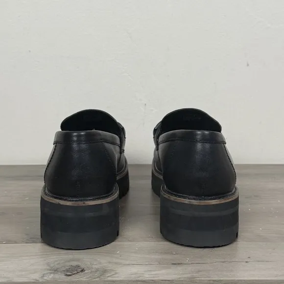 Clarks Womens Orianna Edge Black Leather Shoes Chunky Loafers Y2K Comfort 9.5 M
