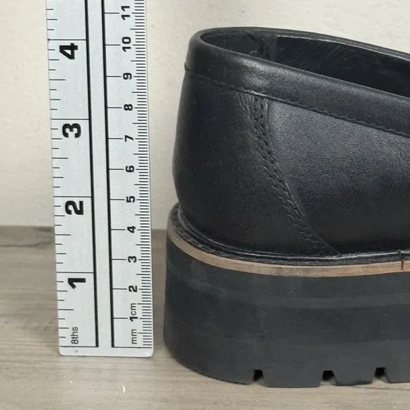 Clarks Womens Orianna Edge Black Leather Shoes Chunky Loafers Y2K Comfort 9.5 M