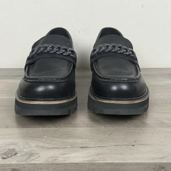 Clarks Womens Orianna Edge Black Leather Shoes Chunky Loafers Y2K Comfort 9.5 M