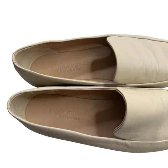 Club Monaco Sofii Leather Loafer Flats in Bone Size EU 38.5 US 7.5