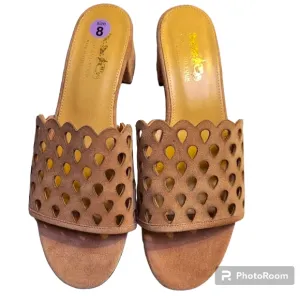 Coach and Four Size 8 Pink Genuine Suede Block Heel Slip-on Sandals Boho Hippie