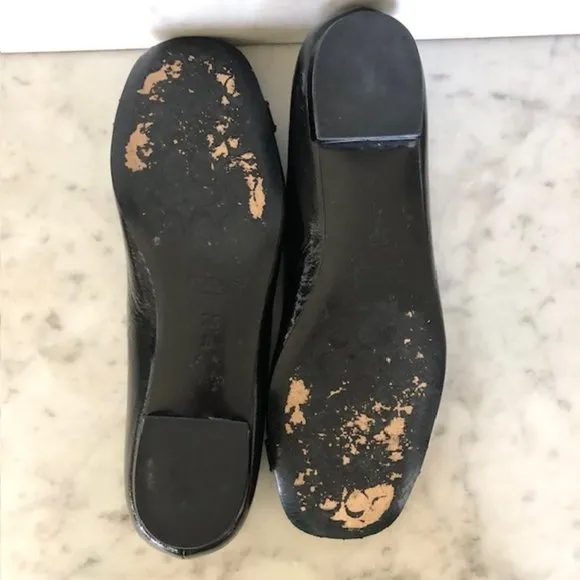 COACH Black Ballerina Flats Decorative C Logo on Toe 7.5B RARE