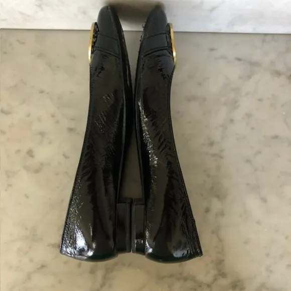 COACH Black Ballerina Flats Decorative C Logo on Toe 7.5B RARE