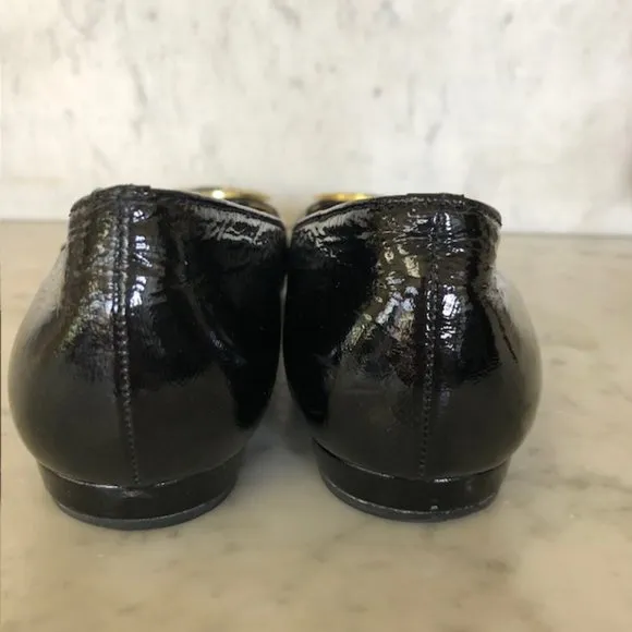 COACH Black Ballerina Flats Decorative C Logo on Toe 7.5B RARE
