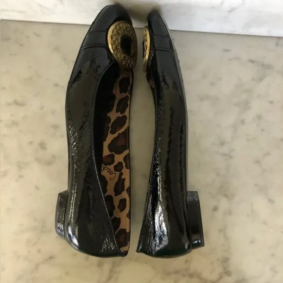 COACH Black Ballerina Flats Decorative C Logo on Toe 7.5B RARE