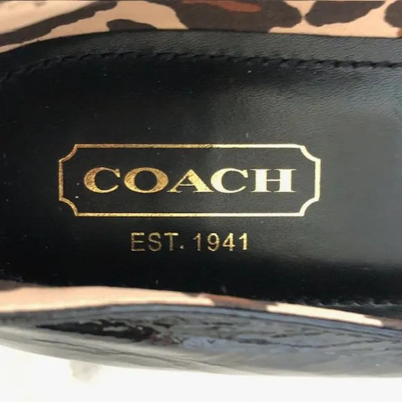 COACH Black Ballerina Flats Decorative C Logo on Toe 7.5B RARE