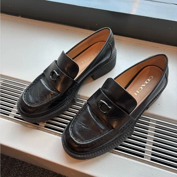 Coach Black Chunky Loafers with Modern Platform