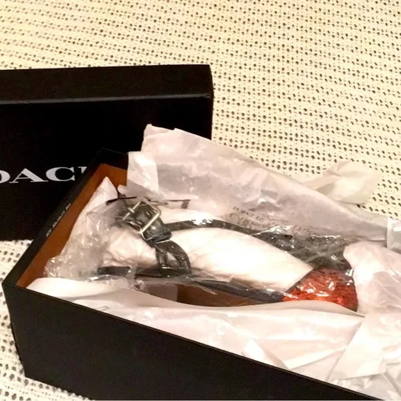 🔥Coach Flats With Red Sequins Rivets Suds SlingBack Sz 9 NIB! Retails $350 🥿🥿