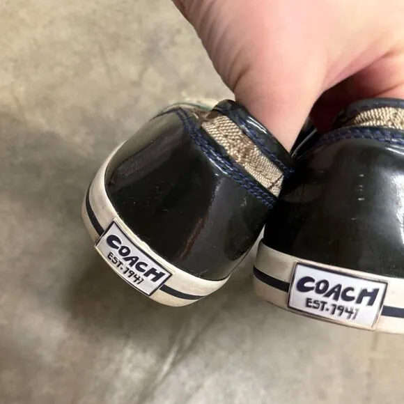 Coach Folly Low Top Khaki/Brown Logo Casual Sneakers Size 6.5