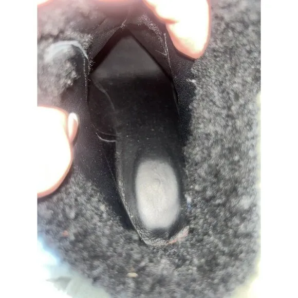 Coach Kingston Black Suede Shearling Wedge Booties Boots Womens 7.5
