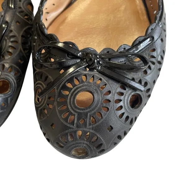 Coach  Laser-cut leather ballet flats Black Size 10B