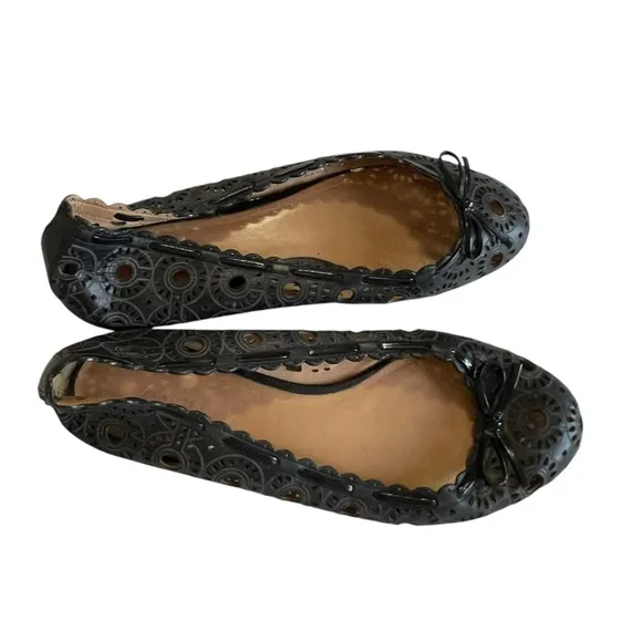 Coach  Laser-cut leather ballet flats Black Size 10B