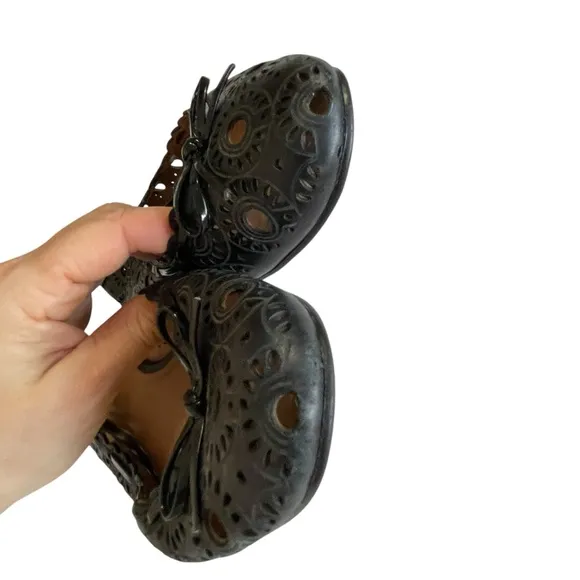 Coach  Laser-cut leather ballet flats Black Size 10B