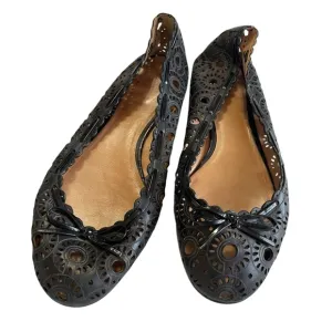 Coach  Laser-cut leather ballet flats Black Size 10B