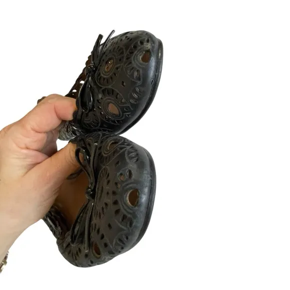 Coach  Laser-cut leather ballet flats Black Size 10B