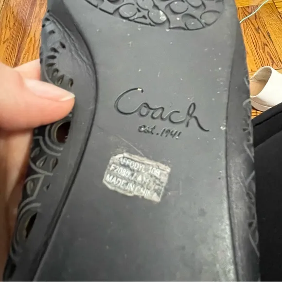 Coach  Laser-cut leather ballet flats Black Size 10B