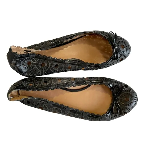 Coach  Laser-cut leather ballet flats Black Size 10B