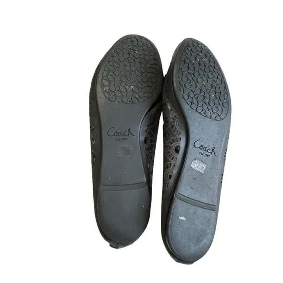 Coach  Laser-cut leather ballet flats Black Size 10B