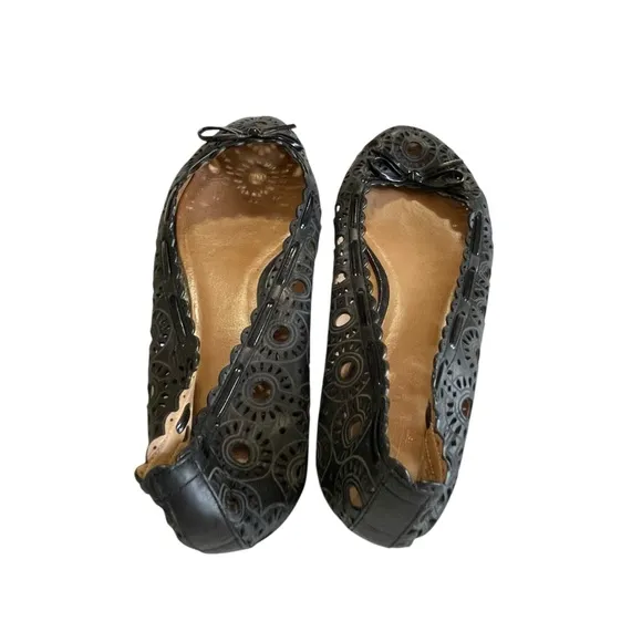 Coach  Laser-cut leather ballet flats Black Size 10B