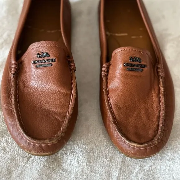 Coach Mary Lock UpWomen's Brown Leather Loafer Flats Size 10B Slip-On Casual