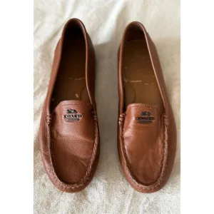 Coach Mary Lock UpWomen's Brown Leather Loafer Flats Size 10B Slip-On Casual