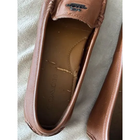 Coach Mary Lock UpWomen's Brown Leather Loafer Flats Size 10B Slip-On Casual