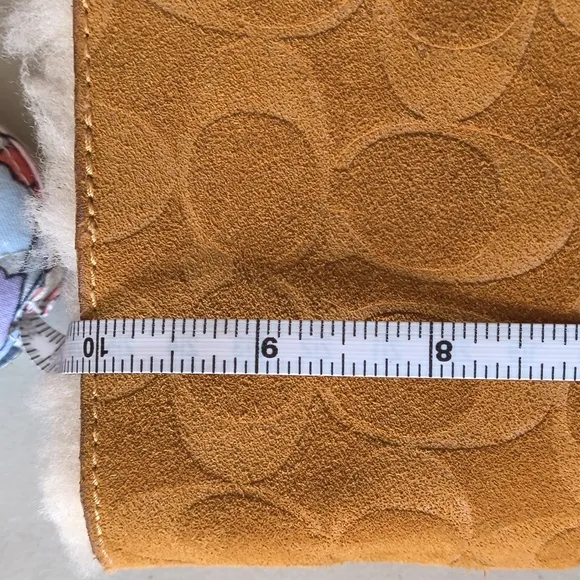 Coach Monogram Teri Shearling Boots Size 7 Camel, Tan