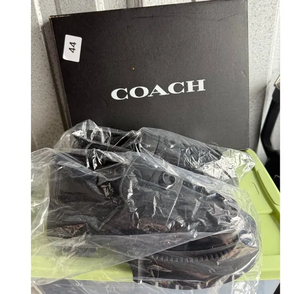 Coach Platform Loafers NWB Lug Sole Chunky Heel Black Leather Size 6
