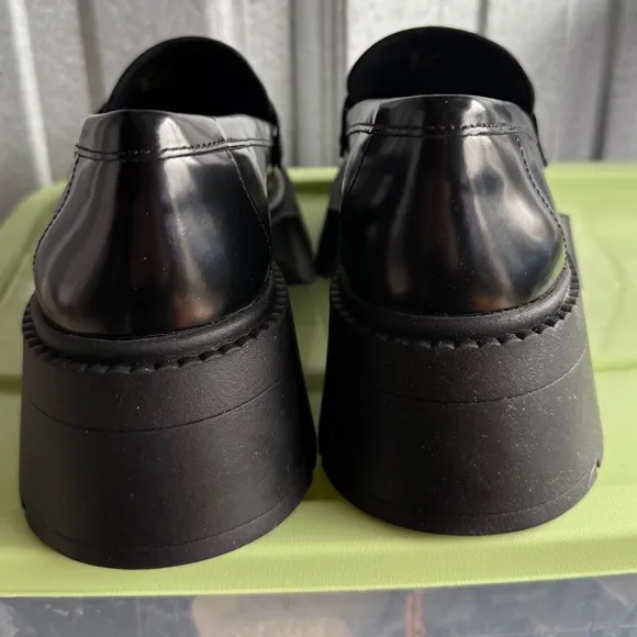 Coach Platform Loafers NWB Lug Sole Chunky Heel Black Leather Size 6