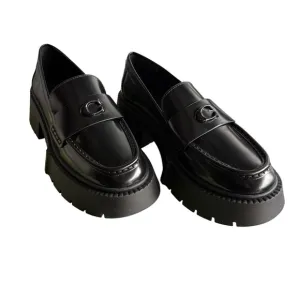 Coach Platform Loafers NWB Lug Sole Chunky Heel Black Leather Size 6