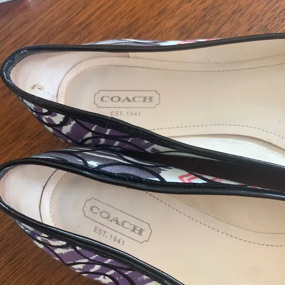 Coach Portia Women's Square Toed Ballet Flats Signature Print Size 7B