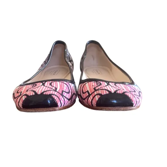 Coach Portia Women's Square Toed Ballet Flats Signature Print Size 7B