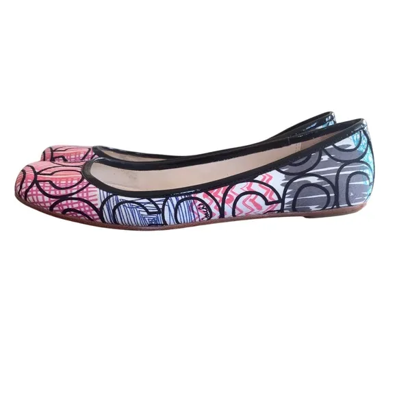 Coach Portia Women's Square Toed Ballet Flats Signature Print Size 7B